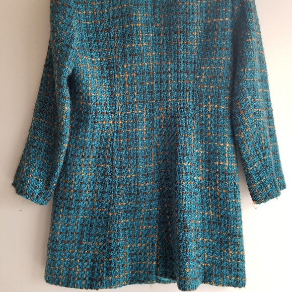 Tweed turquoise button coat - Picture 6 of 8
